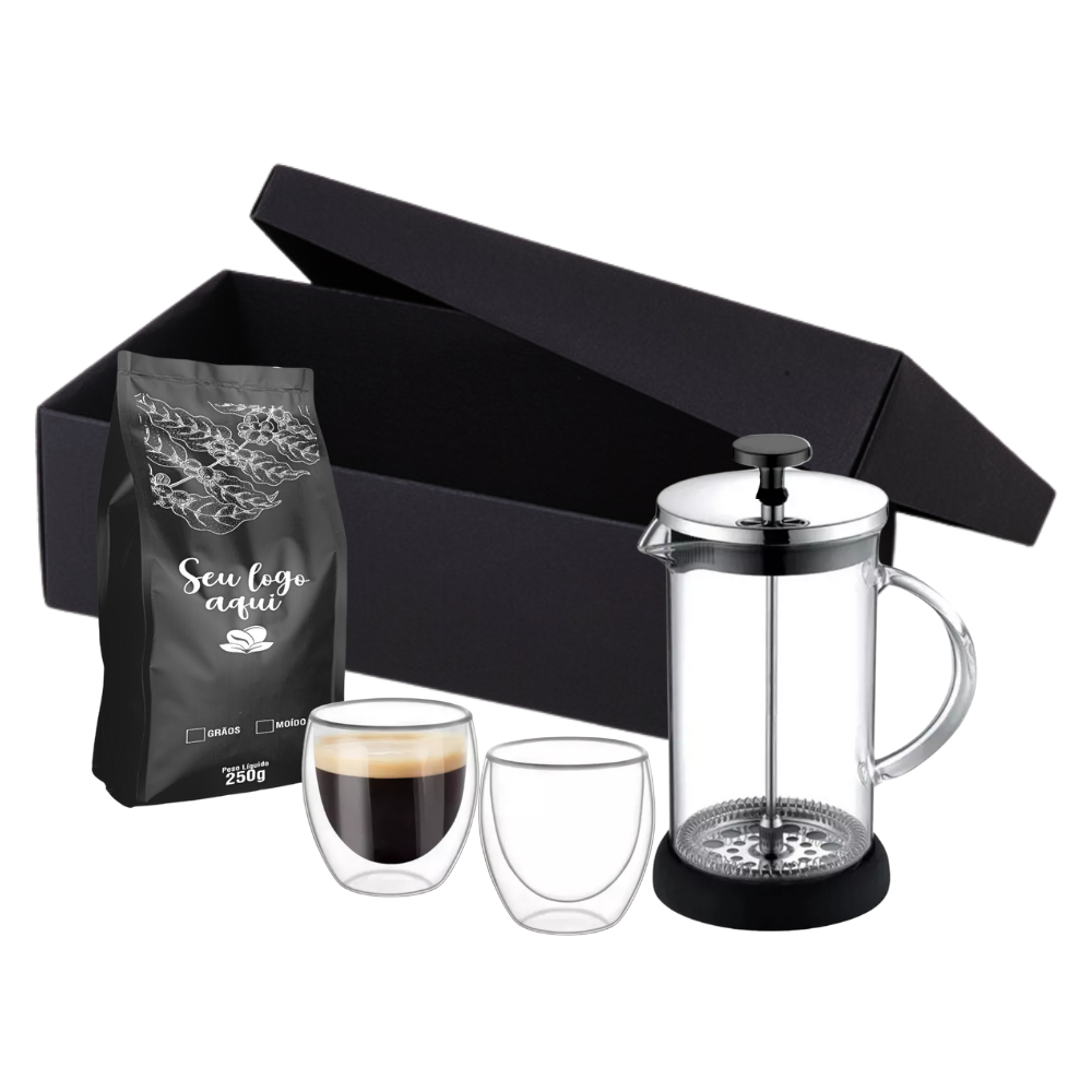 Kit Café Prensa Francesa de Vidro 350ml 4 peças