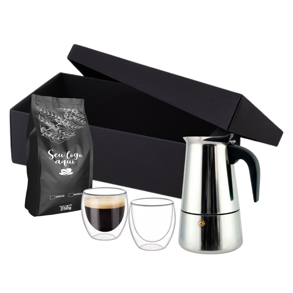 Kit Café Cafeteira Italiana de Inox 200ml 4 peças