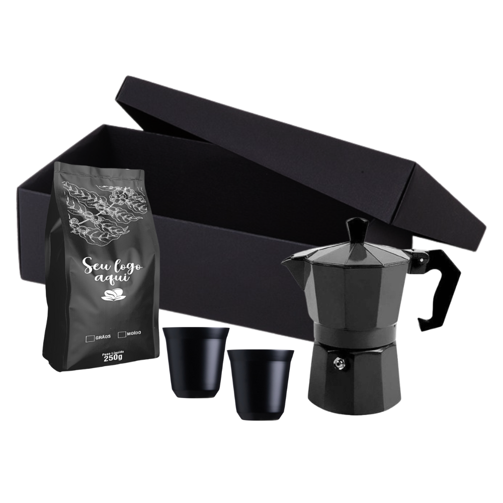 Imagem do produto Kit Café Cafeteira Italiana de Alumínio 200ml 4 peças
