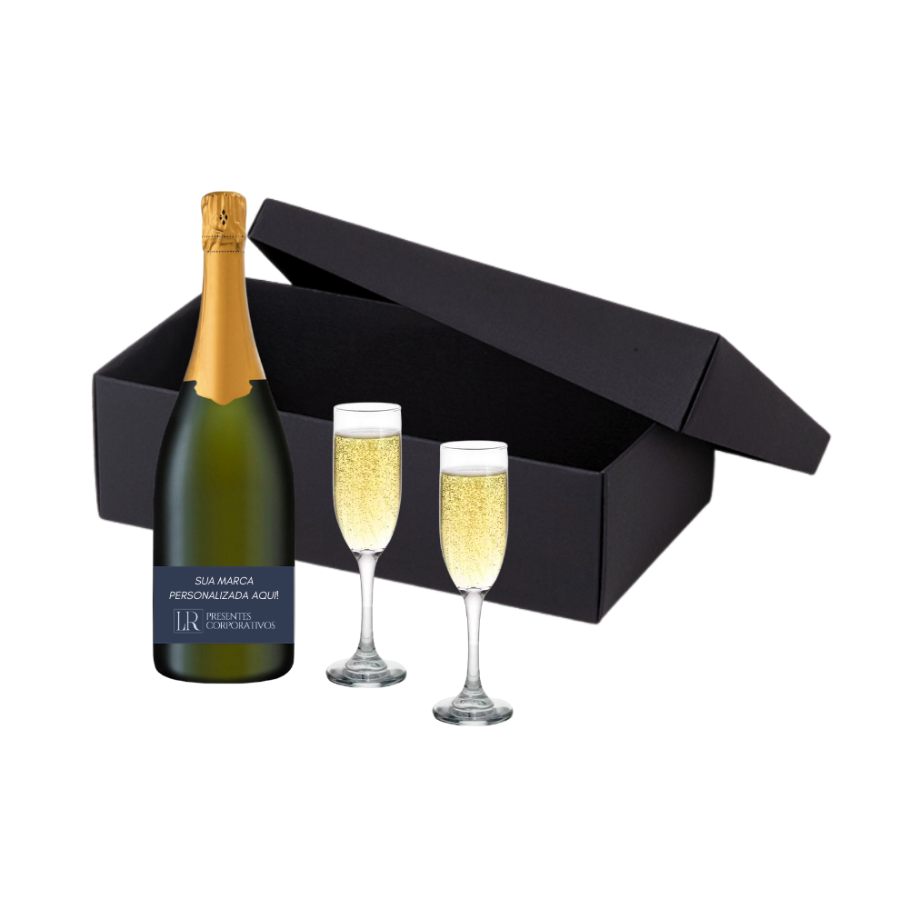 Kit Champagne 750ml e 2 Taças de Vidro
